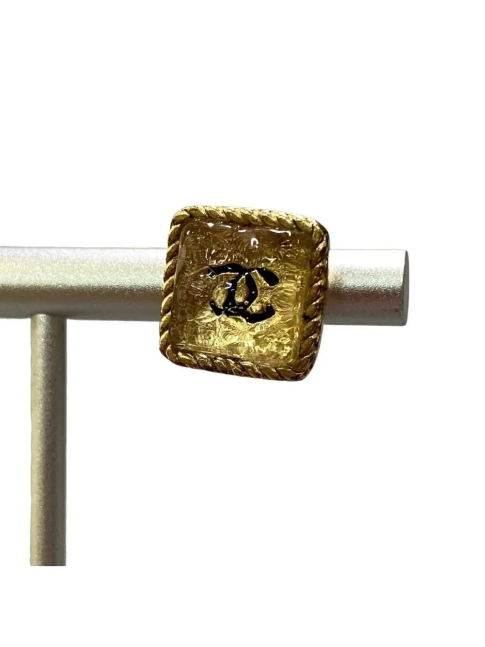 Chanel 2000 Cruise CC Logo Square Earrings Gold
